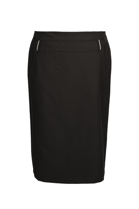 Fusta dama, neagra, cu accesoriu argintiu, Negru