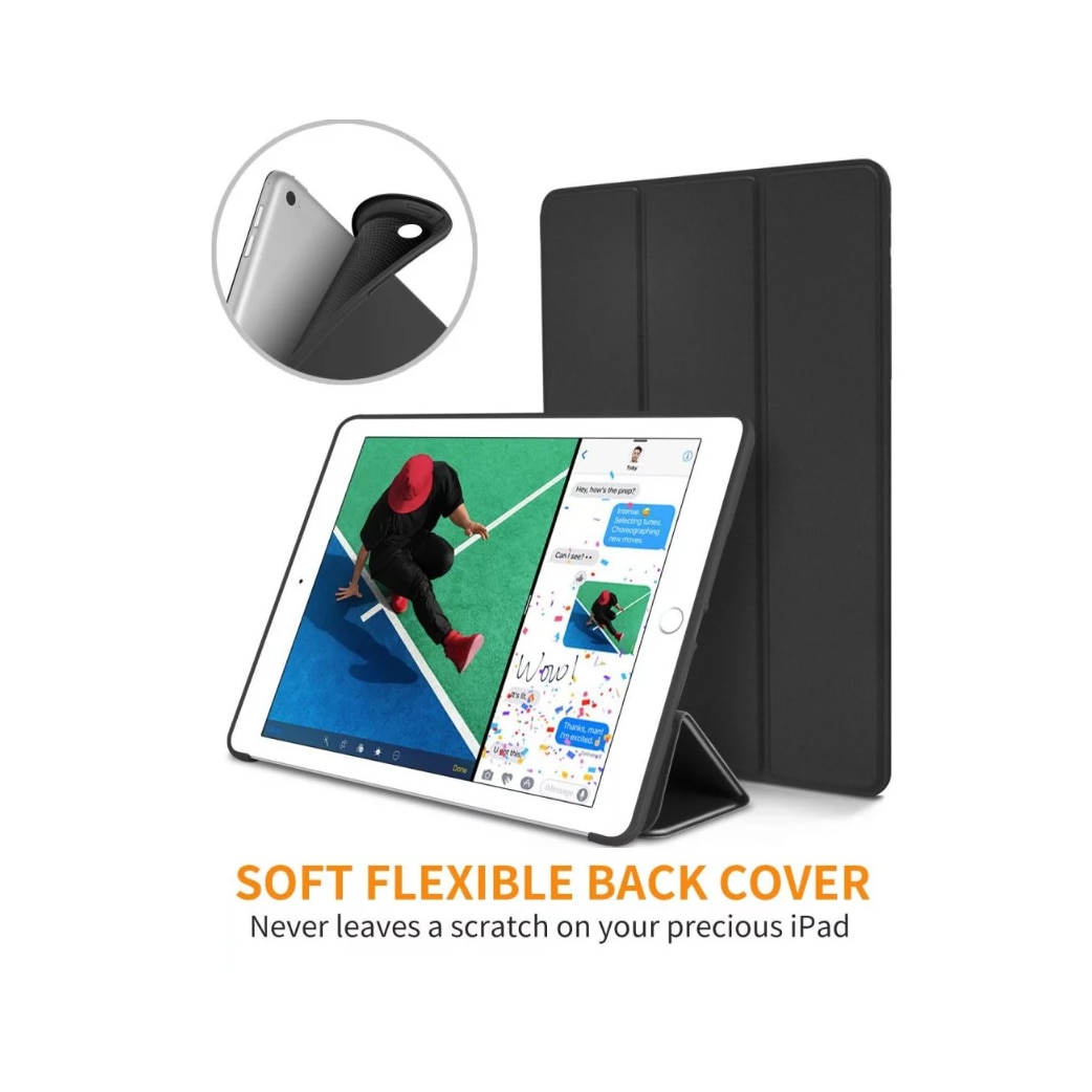 Husa de protectie flip cover compatibila cu Apple iPad 2017/2018, 9.7", FoldPro, silicon, Negru