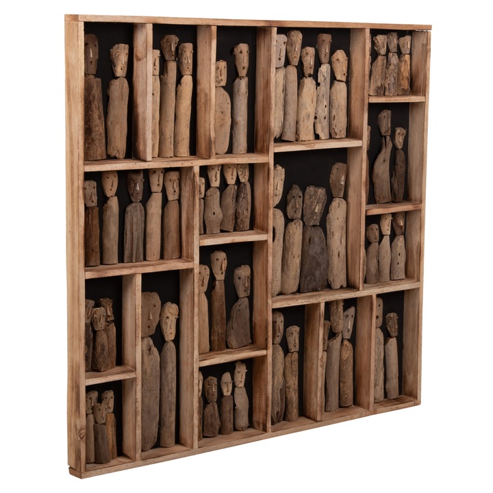 Tablou decorativ Myst, cu figurine lemn, 100x6x100 cm