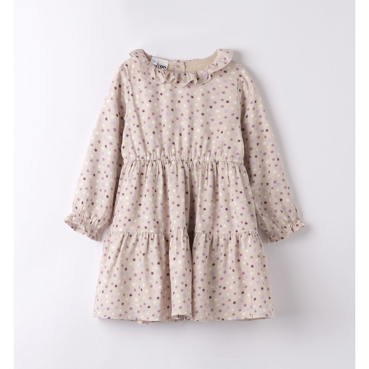 Lányruha csillagmintás 4.7565, pamut, bézs/lila