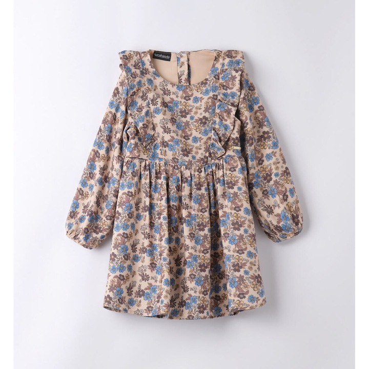 Lányruha virágmintás 0.7365, viszkóz, bézs/kék