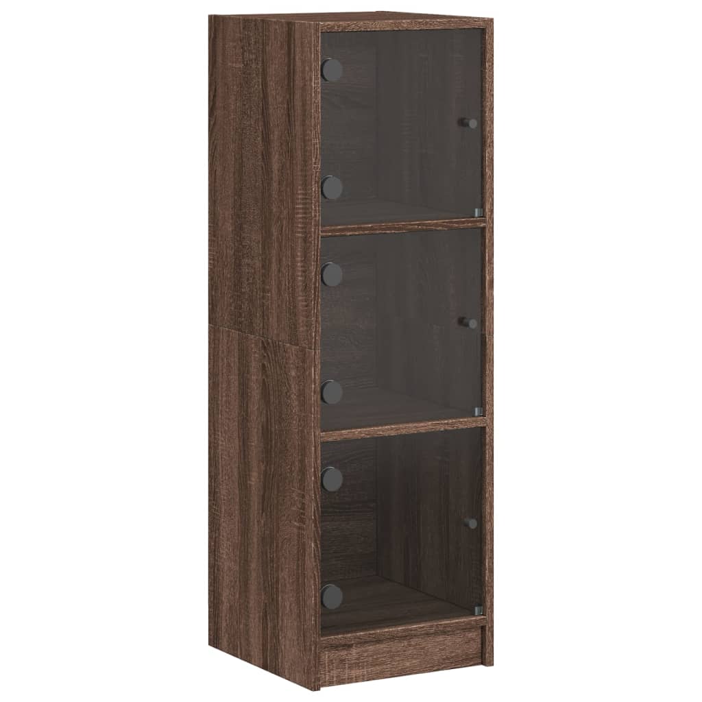 Висок шкаф със стъклена врати vidaXL, Кафяв дъб, 35x37x109 см, 19.8 kg ...