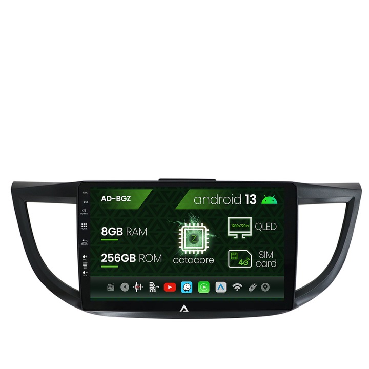 Navigatie Autodrop Honda CRV (2011-2016), Android 13, Z-Octacore, 8GB RAM, 256GB ROM, 9 Inch - AD-BGZ9008, AD-BGRKIT003