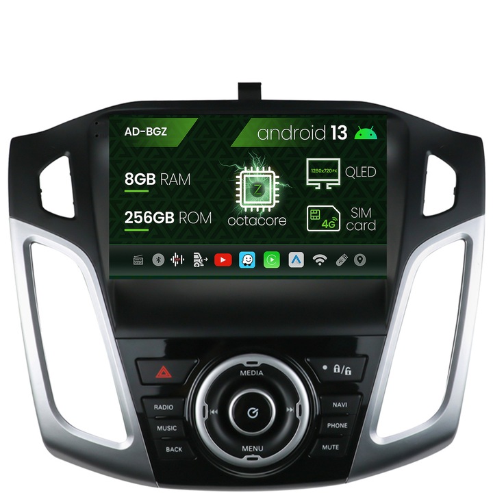 Navigációs autodrop Ford Focus 3 (2011-2019), Android 13, Z-Octacore, 8GB RAM, 256GB ROM, 9 hüvelyk - AD-BGZ9008, AD-BGRKIT144