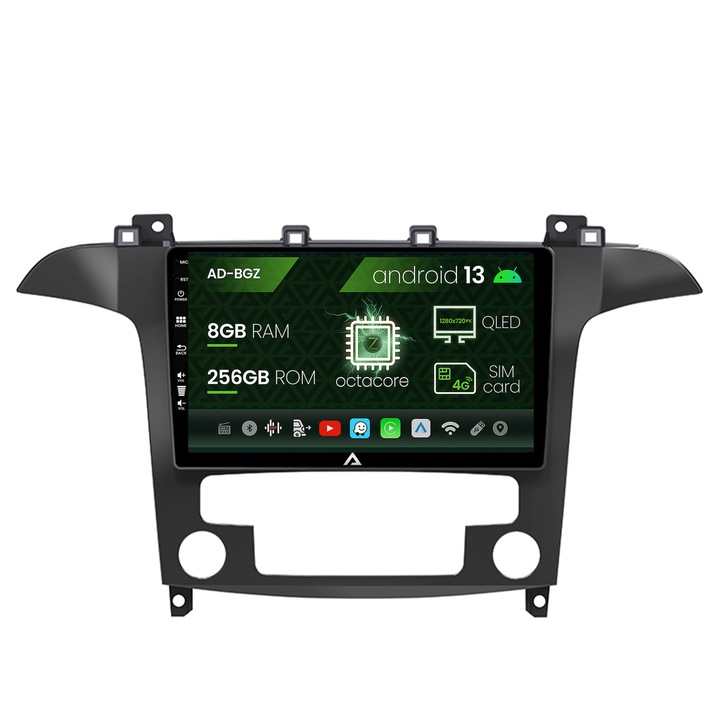 Navigációs autodrop Ford S-Max (2006-2015), Android 13, Z-Octacore, 8GB RAM, 256GB ROM, 9 hüvelyk - AD-BGZ9008, AD-BGRKIT125