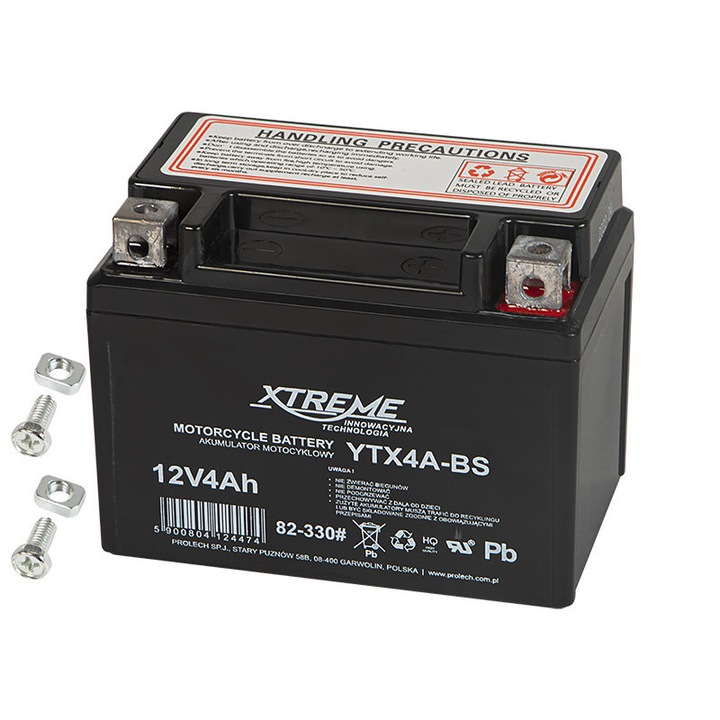 Baterie motocicleta, Xtreme, 12V, 4Ah, Negru