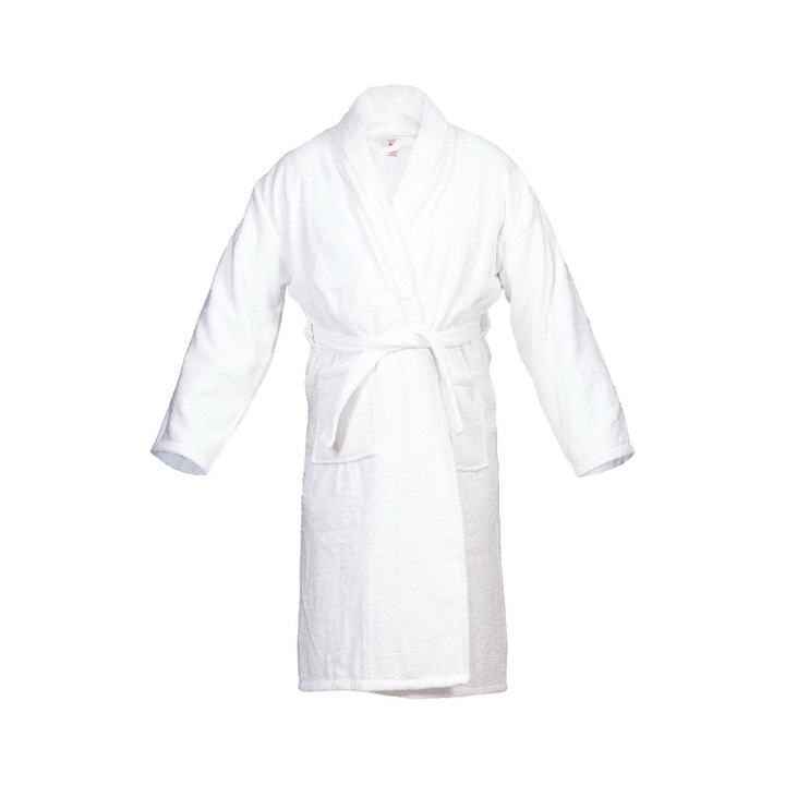 Halat Baie Prosop 550g/mp, 100% Bumbac, Unisex, Buzunare, Cordon, Alb, 2XL