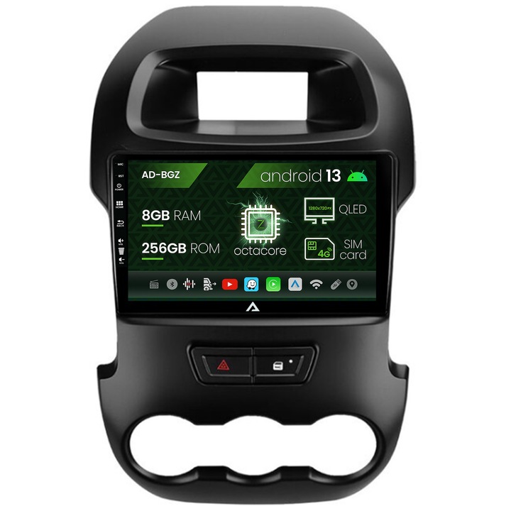 Navigációs autodrop Ford Ranger (2011-2015), Android 13, Z-Octacore, 8GB RAM, 256GB ROM, 9 hüvelyk - AD-BGZ9008, AD-BGRKIT135B
