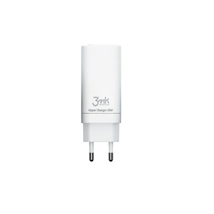 Hálózati töltő 2xUSB-C / 1xUSB 65W 3MK hipertöltő fehér