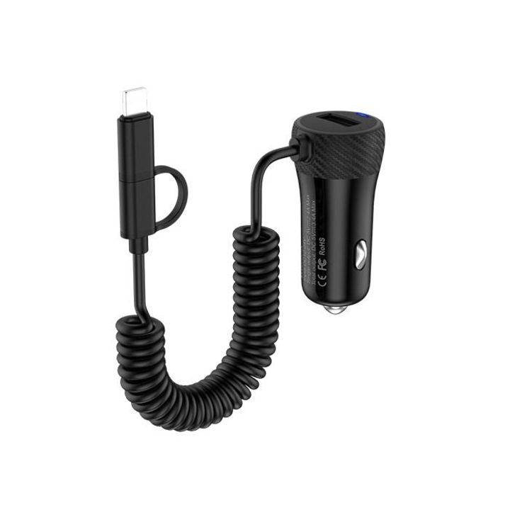 1xUSB autós töltő és Hoco Z21A mikro/lightning kábel