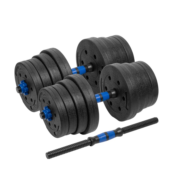 Haltere, REBEL, PVC, Reglabile cu conector, 2x15kg, Negru
