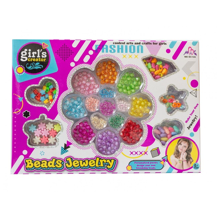 Set de margele pentru copii, Askato, Multicolor, 3+