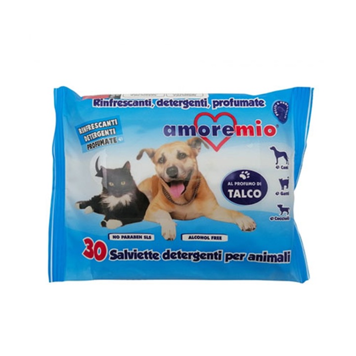 Servetele umede pentru animale, Amore Mio, cu talc, 30 buc