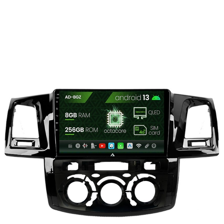Navigatie Autodrop Toyota Hilux (2008-2014) Clima Manuala, Android 13, Z-Octacore, 8GB RAM, 256GB ROM, 9 Inch - AD-BGZ9008, AD-BGRKIT082