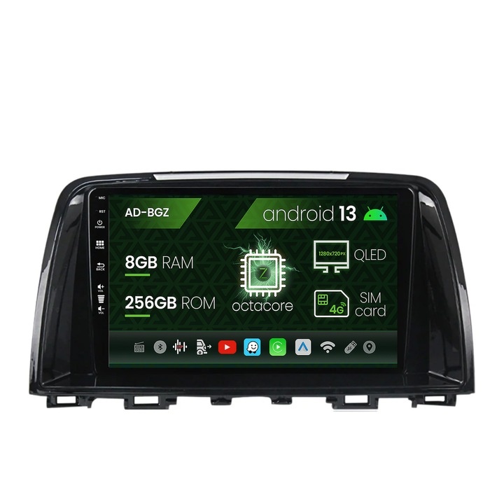 Navigációs autodrop Mazda 6 (2012-2017), Android 13, Z-Octacore, 8GB RAM, 256GB ROM, 9 hüvelyk - AD-BGZ9008, AD-BGRKIT328v2