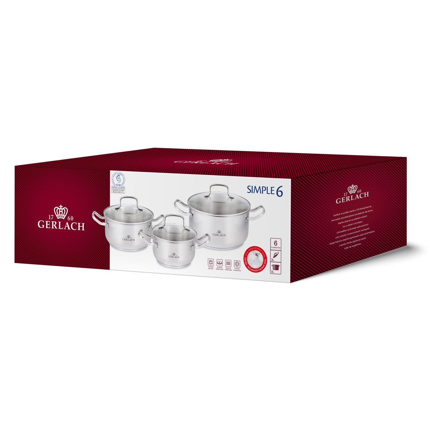 Set 3 oale cu capace, Gerlach, Inox, 16/20/24 cm - eMAG.ro