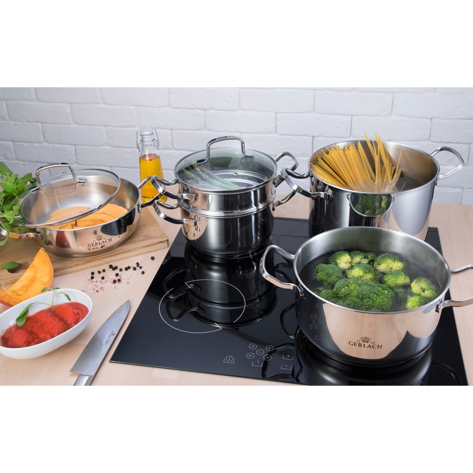 Set 3 oale cu capace, Gerlach, Inox, 16/20/24 cm - eMAG.ro