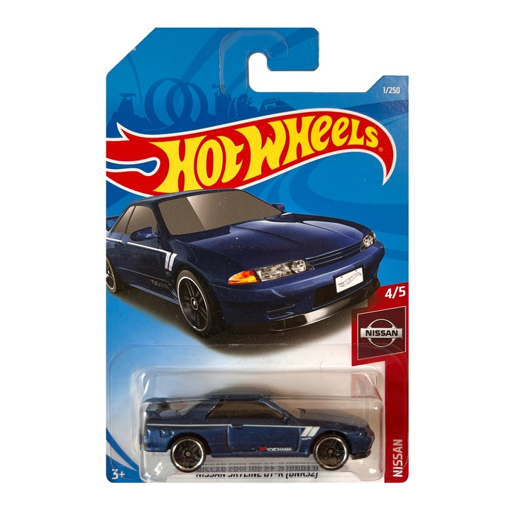 Метален автомобил Hot Wheels 2019, Nissan Skyline GT-R BNR32, 1:64, Син