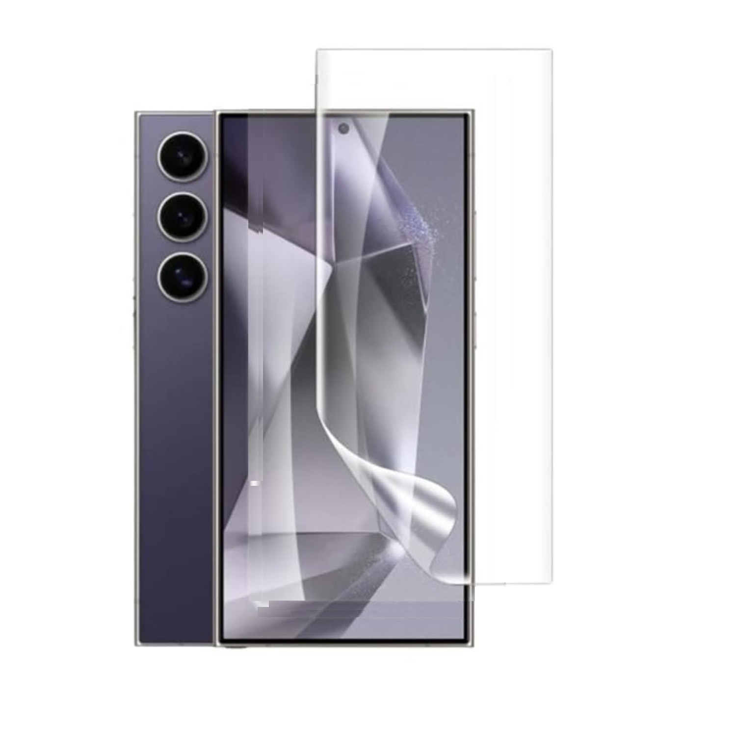 Folie de protectie ecran compatibila cu Samsung Galaxy S24 Ultra, din silicon, TPU, Perfect fit, acopera tot ecranul, transparenta, ISAG