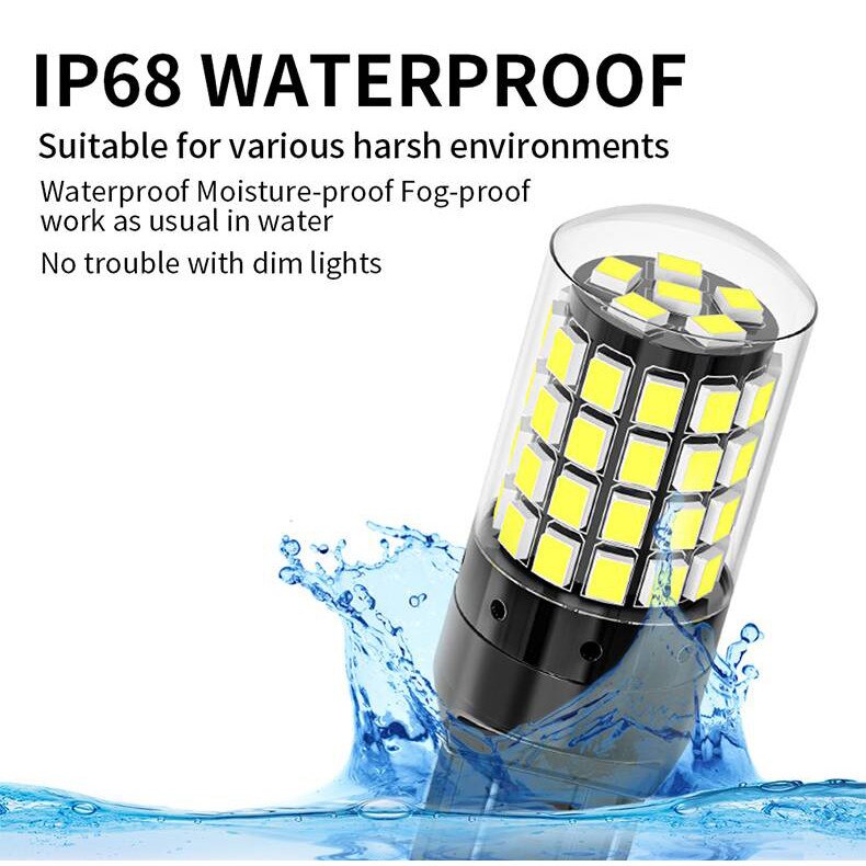 Комплект от 2 LED T20 (W21W/ WY21W) 12-24V 130W 12000 лумена 6000K ...