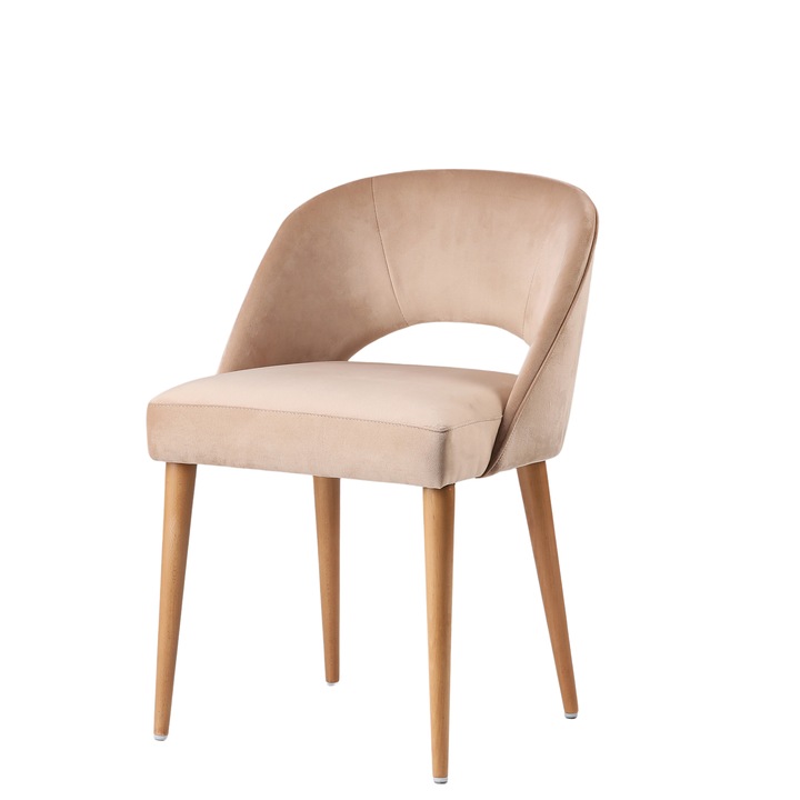 Scaun Mambo, structura lemn masiv, DUVALfurniture, tapiterie Bej – finisaj Natur