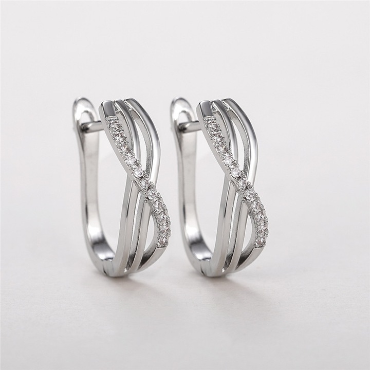 Cercei Jewerly Palace, cu piatra CZ cristal, bijuterii versatile, argintii