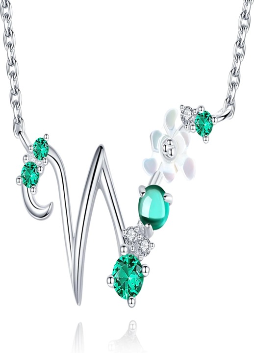 Colier dama VIKI LYNN cu pandativ litera W, din argint 925, zirconiu cubic