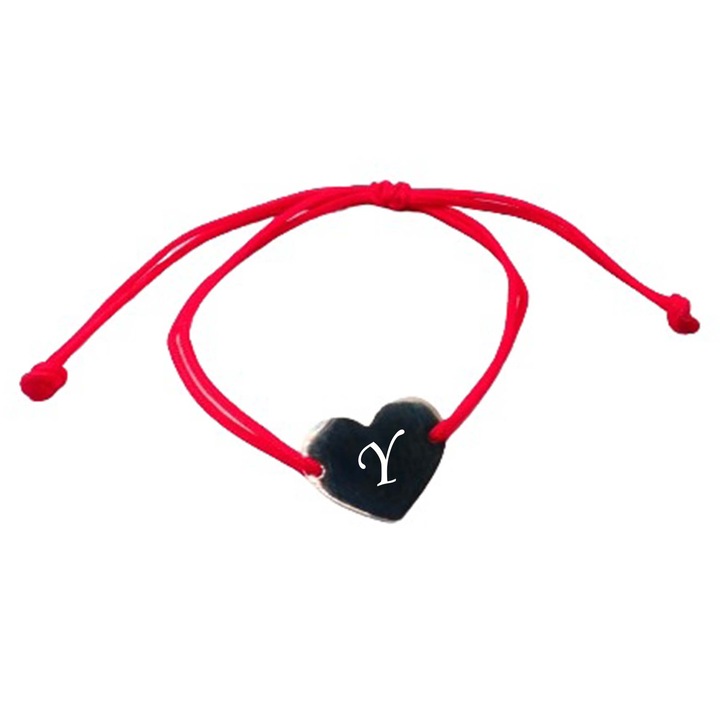 Bratara Snur Rosu Ajustabila, Cu Inima Pandantiv, Copii, Adulti, Gravata Litera Y, Dalimag