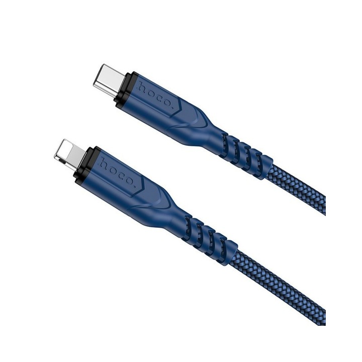 Cablu Date Si Incarcare Hoco Usb-C La Lightning Power Delivery 20W, X59 Victory, Lungime 1M, Textil, Blue