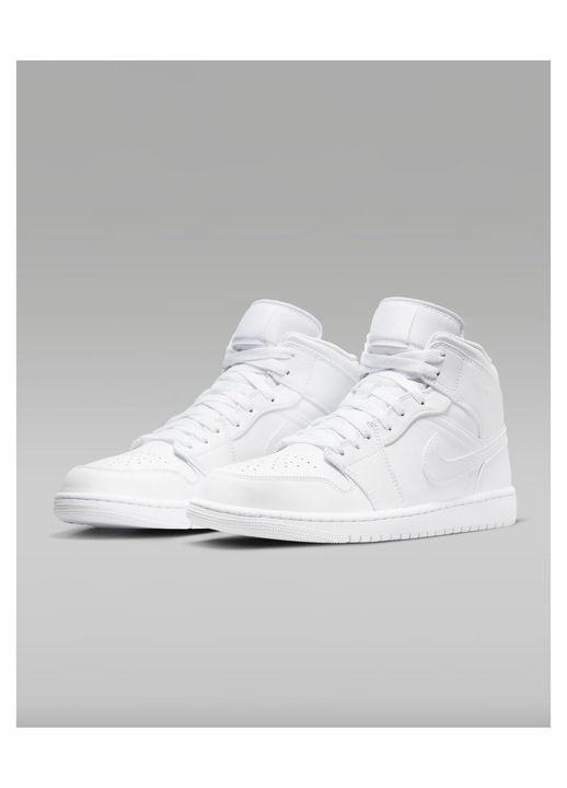 Мъжки спортни обувки AIR JORDAN Mid 1, бели, естествена кожа, гумена подметка 2c със система Air cushioning, модел 554724-136, Бял