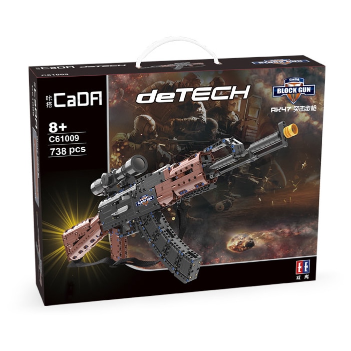 Set constructie CaDa - Arma de asalt AK47 C61009W, 738 piese - eMAG.ro