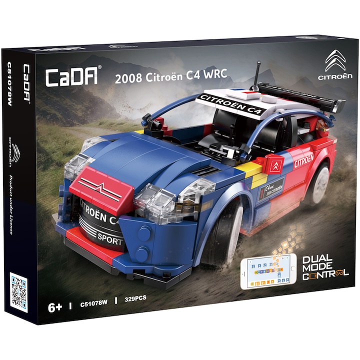 Конструктор CaDa - Автомобил Citroen C4 WRC Dual Control C51078W, с дистанционно и приложение, 329 части