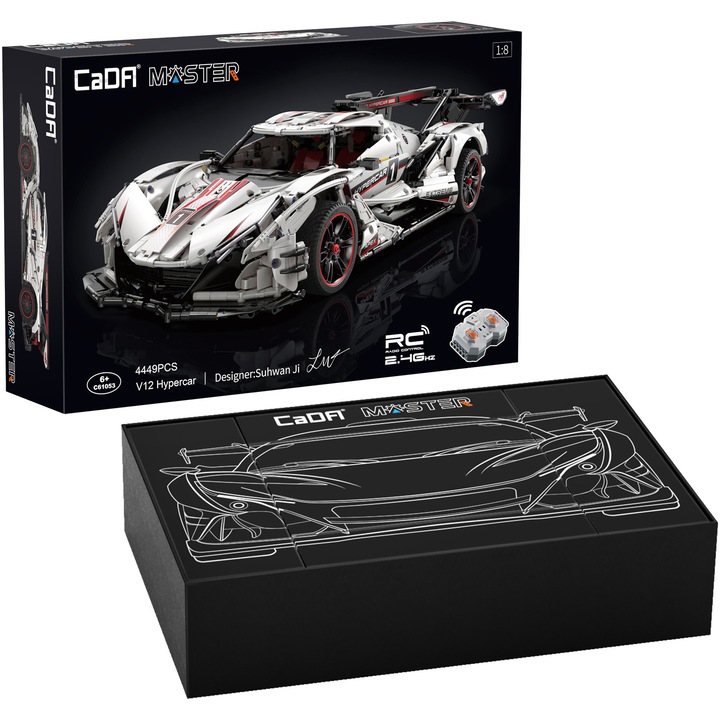 Конструктор CaDa - MASTER V12 Hypercar 1:8 мащаб C61053W, С дистанционно управление, 4449 части