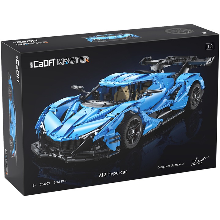 CaDa Master V12 Hypercar C64003W építőkészlet - 1:8 méretarányú, 3865 db