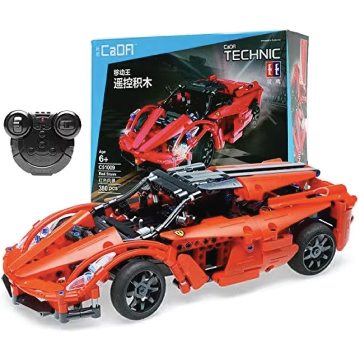 Set constructie CaDa - Masinuta RC Red Storm C51009W, cu telecomanda, 380 piese