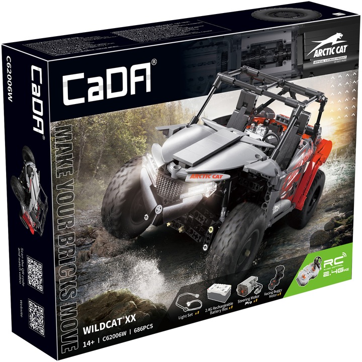 CaDa építőkészlet, WILDCAT Off-Roader RC autó C62006W, távirányítóval, 686 db