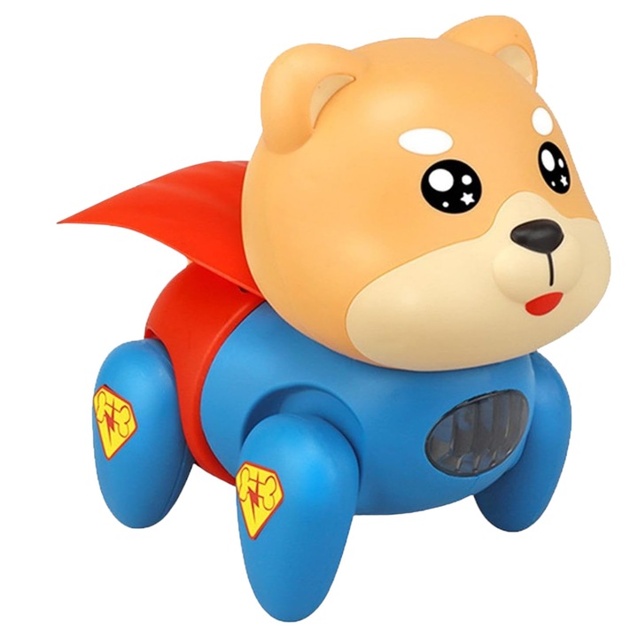 Catel robot pentru copii, luminite LED colorate, muzica, joc, rezistent la socuri mecanice, dimensiuni 15x14x10 cm