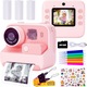 Детска фото/видео камера с моментално печатане, 2-инчов IPS екран, 1080P видео, селфита, 16x увеличение, 32GB TF карта, USB зареждане, стикери и аксесоари включени, PacFullTech®, розова