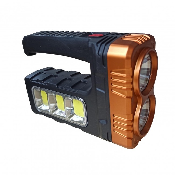 Lanterna led COB, de mana, reincarcabila USB si solar
