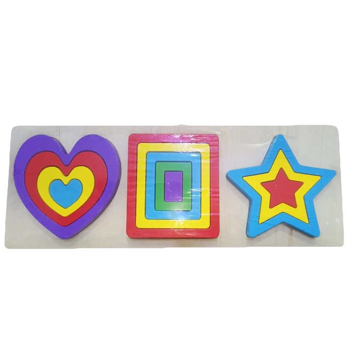 Placa de stivuit, din lemn, diferite forme, Montessori, 12 piese, SARALMA®