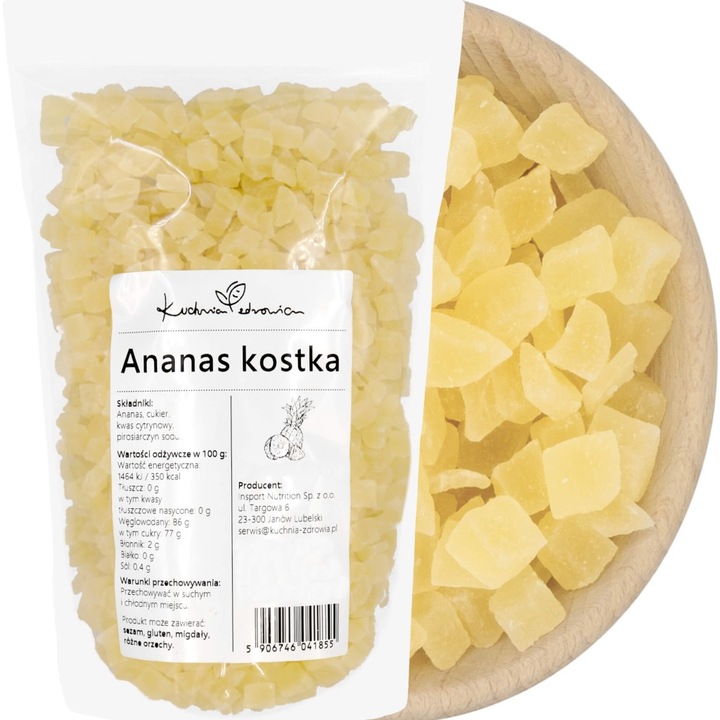 Ananas confiat cuburi 500 g – fructe confiate pentru prajituri, cozonac