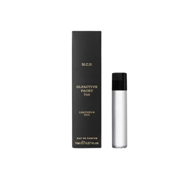 Apa de parfum N.C.P. Olfactives, 705 Leather and oud, unisex, rezerva The Piece, 5 ml