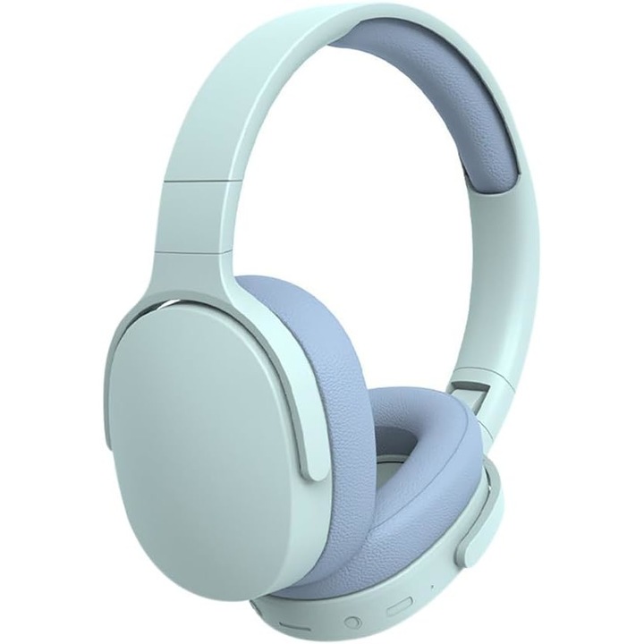 Casti Over the Ear, Sport& Gaming, VALA® Fashion Boutique P2961, Noise Reduction, Wireless, Bluetooth, Microfon, Albastru Deschis