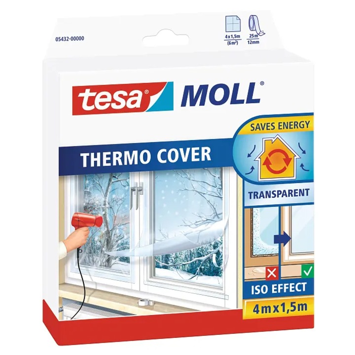 Изолационно фолио за прозорци Tesa tesamoll 1,5 mx 4 m Прозрачно