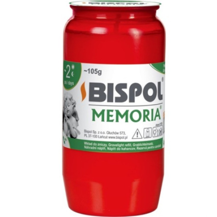 Bispol wo2 tartalék gyertya, 48 h, piros, 110 gr, 10 db/szett