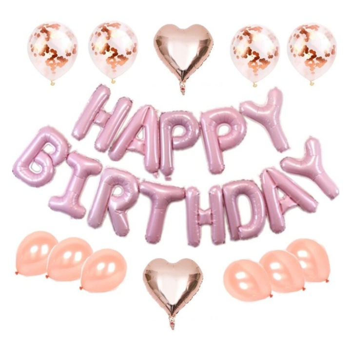 Set 25 Baloane Happy Birthday Rose Selling Depot