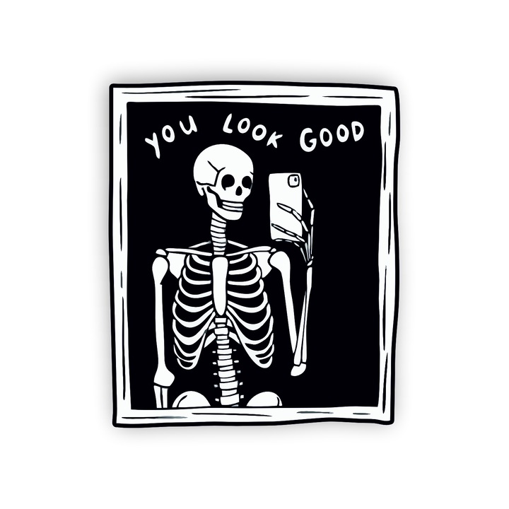 Insigna din lemn cu brosa, You look good, multicolor, 3 cm