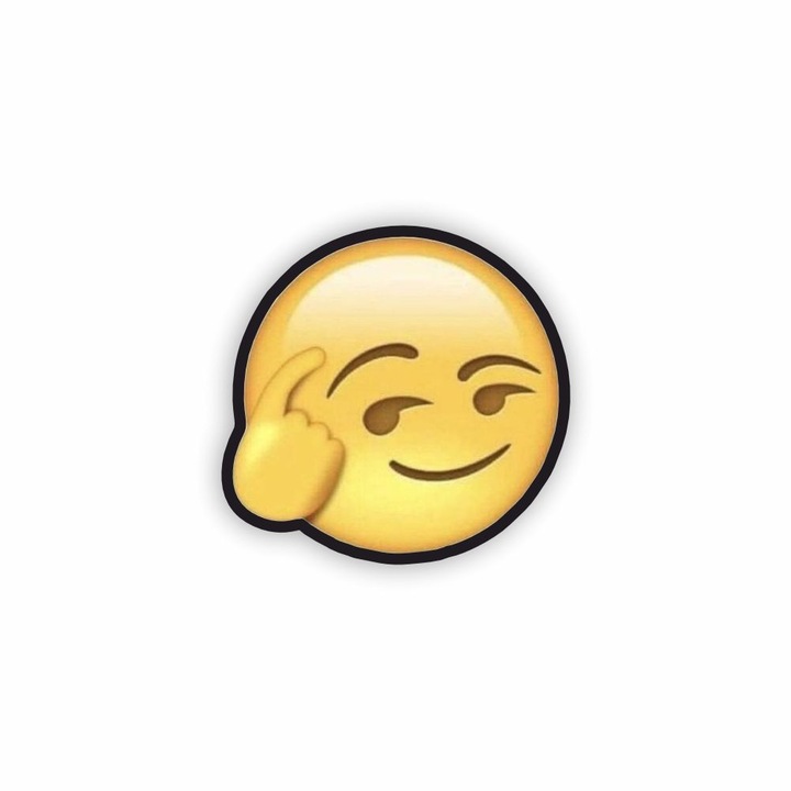 Insigna din lemn cu brosa, Emoji, multicolor, 3 cm