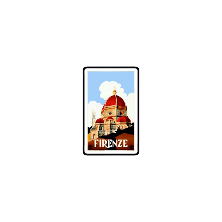Insigna din lemn cu brosa Firenze, multicolor, 3 cm