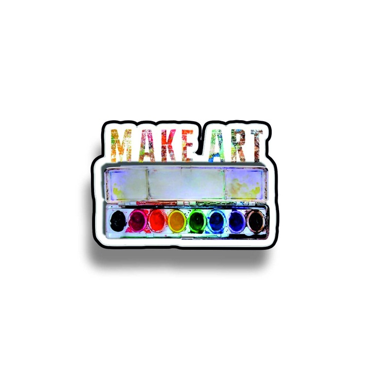 Insigna din lemn cu brosa Make art 2, multicolor, 3 cm
